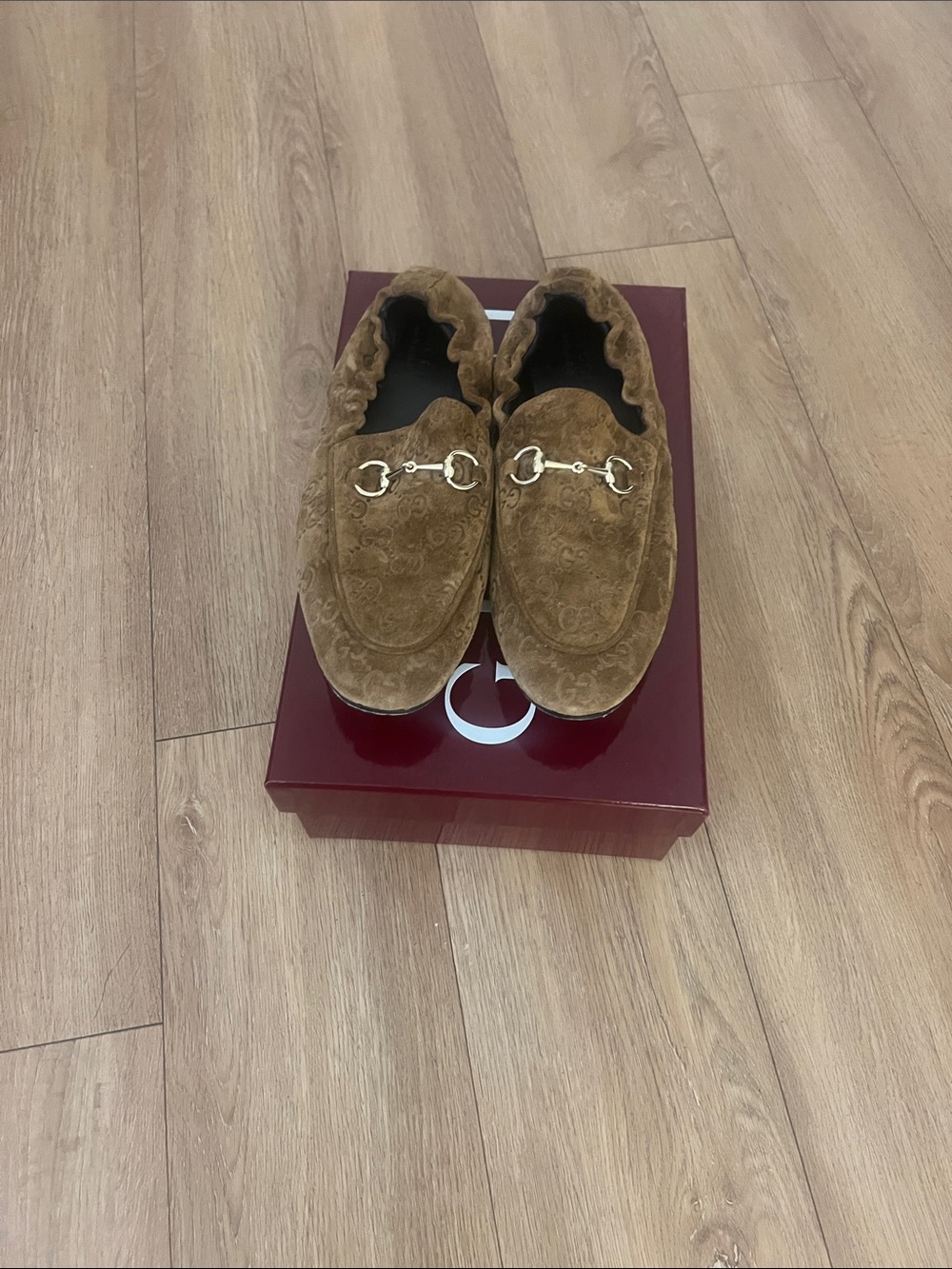 Gucci Brown Suede Horsebit Loafers